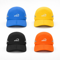 Casquette de baseball ajustable à 5 panneaux style hip-hop, en polyester/coton, avec bande réfléchissante, légère, pour le sport et les activités de plein air