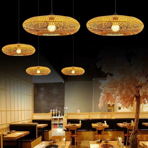 Style japonais Vent silencieux LED Veilleuse Fer Suspension Lumière Rotin Hôtel Homestay Modèle Chambre Vide Villa Magasin de Vêtements Chambre - Product Image 4