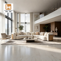 Canapé de salon moderne en velours, design modulaire incurvé, canapés crème avec décoration en rotin pour la maison et l'hôtel