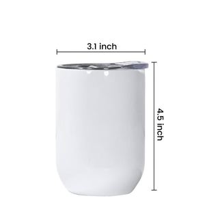 High Quality 12Oz Sublimation White Straight Stainless Steel Double Walled U Shape Egg Shape Wine Tumbler Cup Mug With Lid - Product Image 6