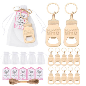 Porte-clés ouvre-bouteille Poppin Bottles en or, cadeaux de fête de naissance, cadeaux d'anniversaire, alliage de zinc, lot de 12 - Product Image 4