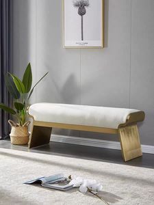 Tabouret d'extrémité <span class=keywords><strong>de</strong></span> <span class=keywords><strong>lit</strong></span> <span class=keywords><strong>de</strong></span> chambre à coucher italienne moderne et simple Villa <span class=keywords><strong>de</strong></span> luxe ménage créatif banc en métal simple pour l'utilisation <span class=keywords><strong>de</strong></span> chevet d'hôtel - Product Image 2