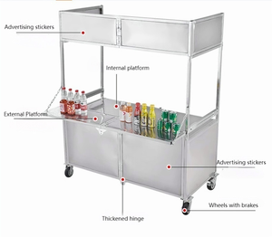 Carrito de Comida Móvil Plegable de Acero Inoxidable con Bajo Costo de Envío, Carrito de Comida para Aperitivos, Palomitas, Café, Jugos, Hot Dogs - Product Image 3