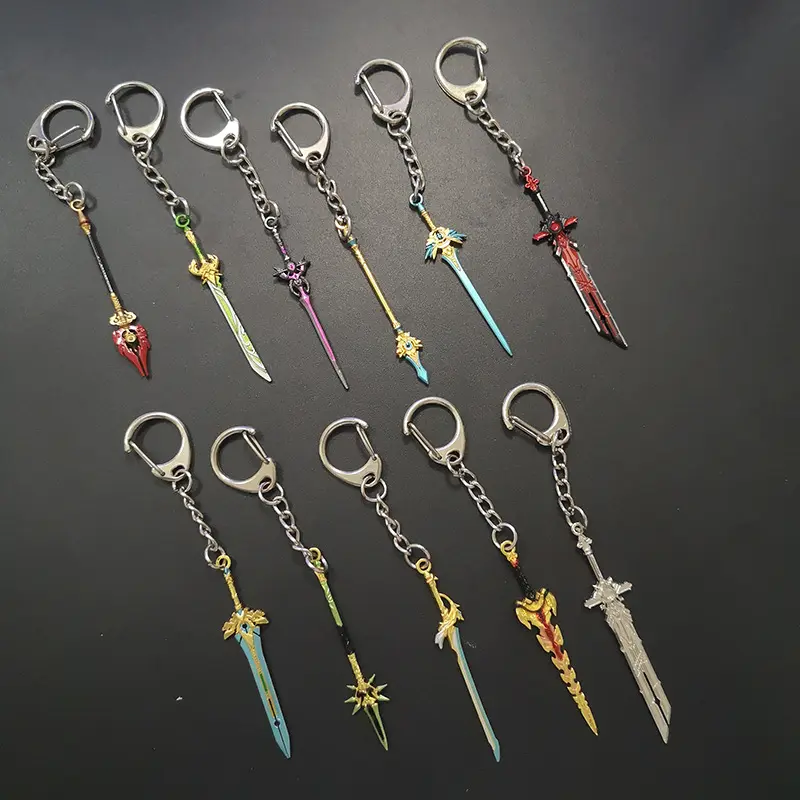 36 Styles 6cm Anime Charm Creative Gift Genshin Impact Mini Weapon Sword Model Metal Keychain