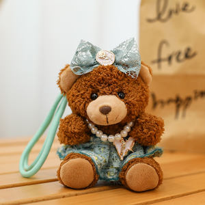 Lindo Llavero de Peluche de Oso Marrón, Mini Llavero de Osito para Colgante de Bolso, Osito de Peluche con Lazo, Llavero Kawaii de Peluche - Product Image 3