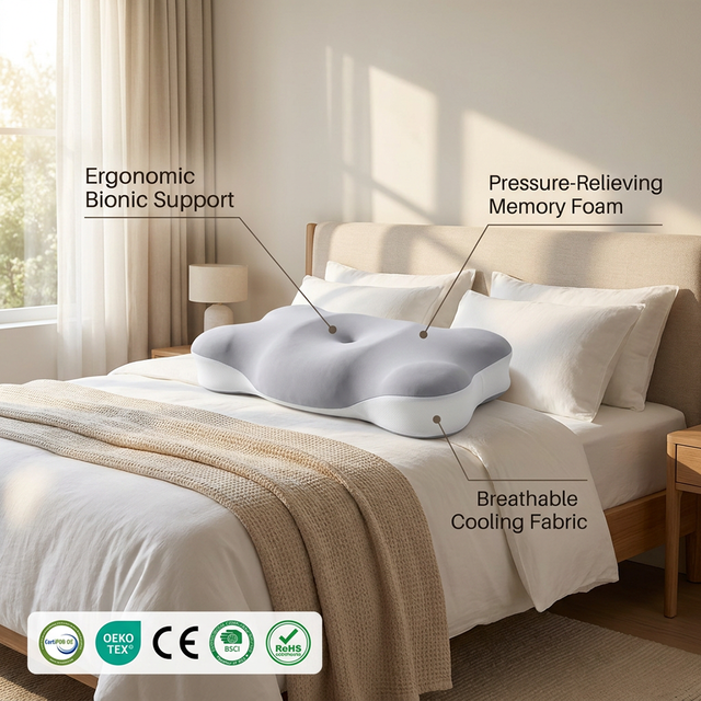YUE RISE LOW MOQ Skin-Friendly Comfort Deep Sleep Pillow Modern Ultra Soft Memory Foam Bed Pillow with Breathable Cover