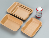 Plateau rectangulaire jetable d'emballage alimentaire en papier kraft pour bateau de restauration rapide à emporter pour bateau