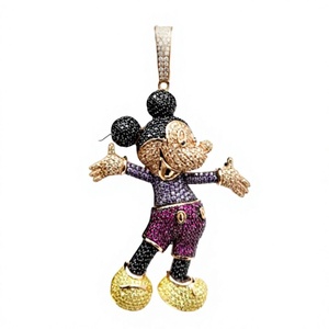 Collar de Lujo con Dije de Mickey Mouse de Moissanita Multicolor, Chapado en Oro Rosa, Plata 925, con Incrustaciones de Circonitas, para Fiesta - Product Image 2