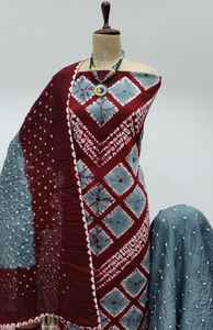 Magnifique ensemble Salwar Dupatta en satin à taille naturelle, coupe trapèze, avec un imprimé élégant - Product Image 4