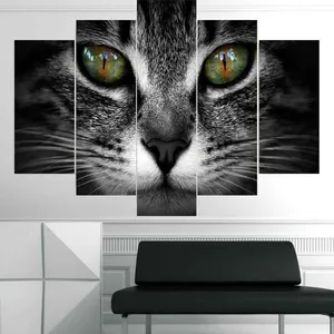 Quadros de parede com impressão de gato, fotos verdes, pretas, poster de pintura em tela, arte moderna para decoração de sala de jantar, casa e luxo
