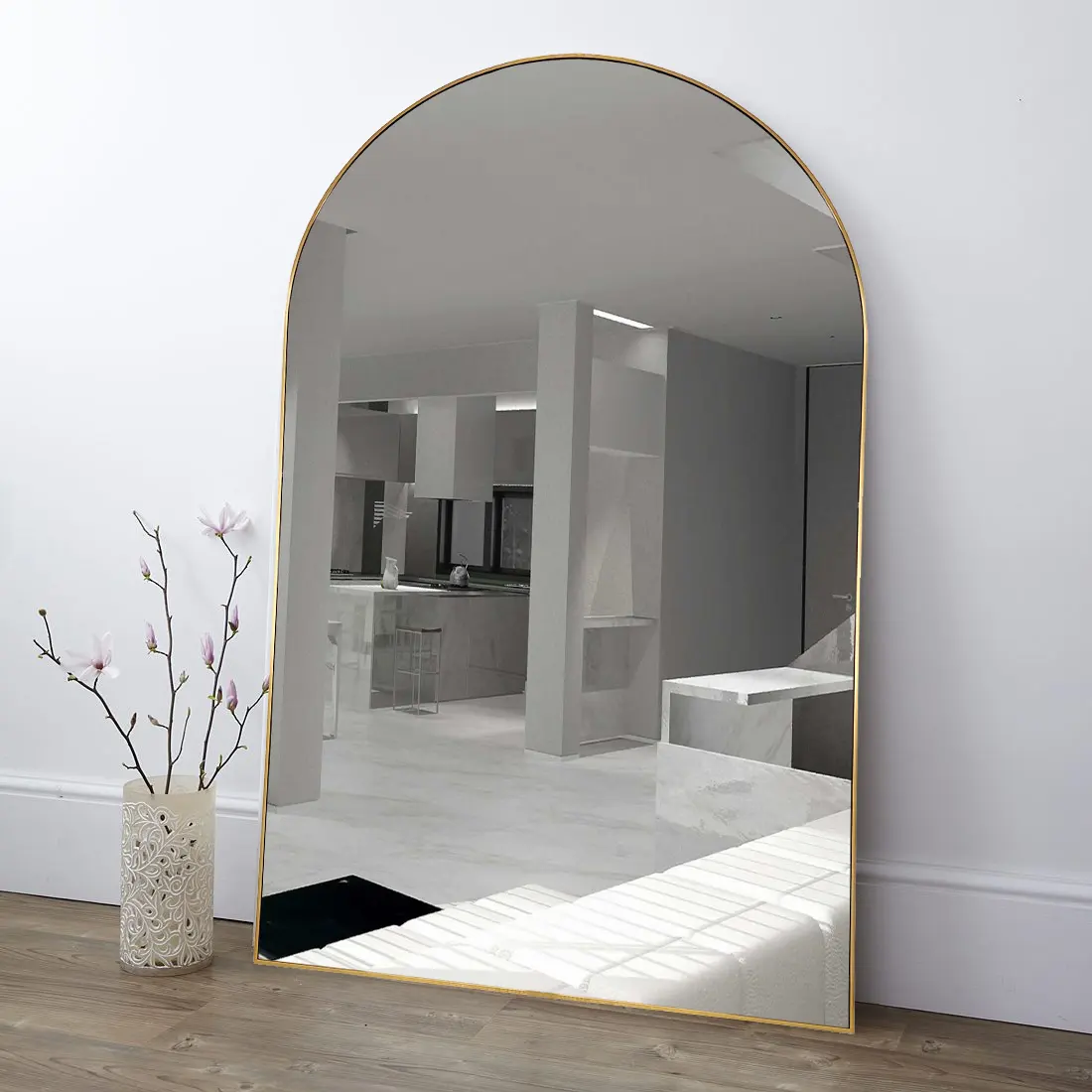 Custom vanity large metal gold arch big long body dressing full length home decor specchio da parete da pavimento espejo spiegel