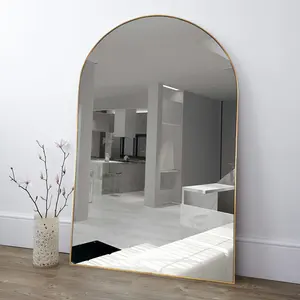 Custom luxury Gold arched large home decor big long body full length floor dressing specchio da parete in piedi espejo miroir spiegel