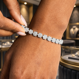 Pulsera de tenis de plata de ley 925 con rodio para mujer, estilo hip hop, con moissanita de corte brillante y engaste pavé, diseño de paz, clásica para uso diario. - Product Image 3