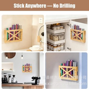 Wooden Straw <b>Storage</b> Rack Wall Mounted Natural Bamboo Organizer For Cafes Office Home Use - Product Image 4