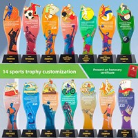Trophée en cristal personnalisable Série Sportive : Basketball, Football, Tennis de table, Badminton, Baseball, Volleyball, Natation, Marathon, Saut