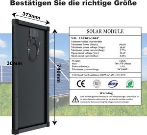 Đức Monocrystalline năng lượng mặt trời bảng điều khiển nhà đầy đủ màu đen 30W 50W 100W 120W Tấm pin mặt trời 150W khung màu đen PV mô-đun - Product Image 3