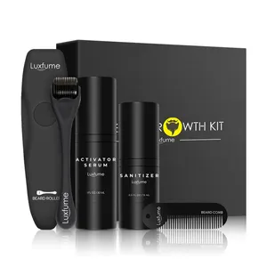 Luxury Gift Beard Growth Kit Derma Roller Men Beard Growth Grooming Organic Kit with Activator Serum