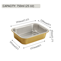 Barquettes en aluminium doré robustes à parois lisses pour plats à emporter, idéales pour la livraison rapide de repas, vente en gros de contenants en aluminium