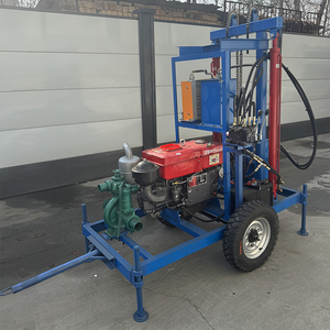 Tragbares Dieselbetriebenes Radmontiertes Brunnenbohrgerät, Kostengünstige Kleine Bohrmaschine mit 220V Motor, Pumpe und Getriebe, Max. 260m - Product Image 3