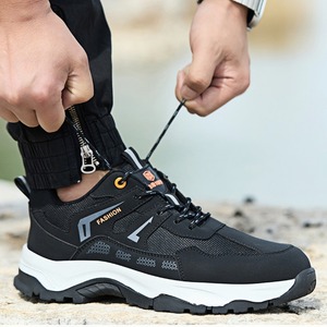 Chaussures de sécurité pour hommes en mesh noir, imperméables, respirantes, résistantes à l'huile, à lacets, pour toutes les saisons - Product Image 5