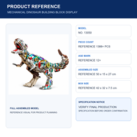 Modèle de dinosaure mécanique personnalisé en blocs de construction avec détails d'engrenages, jouet de construction DIY pour adolescents de 12 ans et plus