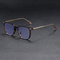 Nouvelles lunettes optiques rétro tendance en métal, lunettes carrées simples et originales anti-lumière bleue pour hommes, forme de visage diamant, TR90