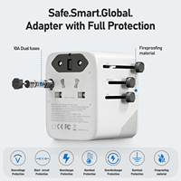 Adaptador de Viaje Universal con Múltiples Puertos USB-C, Cargador Rápido GaN de 65W, Nuevo Diseño Mini 2026 para Viajes Internacionales