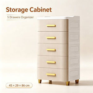 Mobile contenitore multiuso in plastica con 5 cassetti per camera da letto 45x29x86CM - Product Image 4