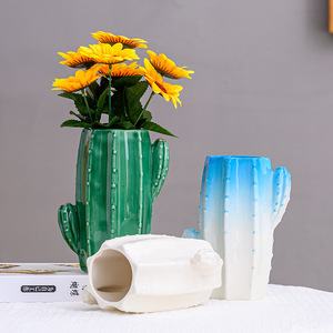Vasi <span class=keywords><strong>in</strong></span> ceramica smaltata opaca ornamenti moderni <span class=keywords><strong>Cactus</strong></span> inserti floreali piante acquatiche per decorazioni per la casa all'ingrosso soggiorno decorazioni - Product Image 2
