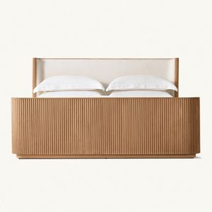Lit mural moderne de luxe, taille Queen ou King, en bois massif, avec plateforme extensible, tête de lit et pied de lit - Product Image 1
