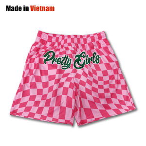 Short de basket-ball taille moyenne avec logo personnalisé par sublimation avec décoration vintage Short de basket-ball en gros sur toile - Product Image 1