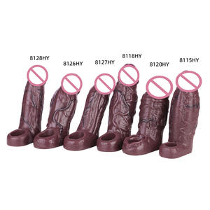 Schwarze Simulations-Penishülle mit Hohlraum, Penisring aus Silikonleder für Männer, lang, dick, Cross-Border-Modell 8115-8128 - Product Image 5