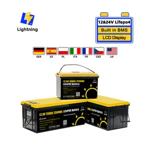 GoKWh 12V 24V Lítio 100Ah 200Ah Lifepo4 LFP Bateria para Solar RV Caravana Marinha Trolling Camper Van