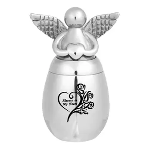 常に私の心の壷316Lステンレス鋼の天使のベースネジ卵の形の火葬記念灰壷ジュエリー記念品ペンダント