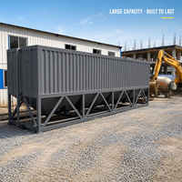 Silo à ciment horizontal mobile de type conteneurisé 50T 100T, silo de stockage de poudre en vrac avec dépoussiéreur pour projets routiers et de ponts