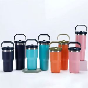 Gobelet de voyage portable en acier inoxydable avec poignée, tasse isotherme à double paroi de 20 oz pour voiture et bureau - Product Image 4