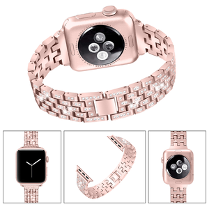 Drop Shipping lusso con cinturino Diamond Bling per <span class=keywords><strong>Apple</strong></span> <span class=keywords><strong>Watch</strong></span> Series 3 4 5 SE 6 <span class=keywords><strong>7</strong></span> cinturino per gioielli in acciaio inossidabile - Product Image 2