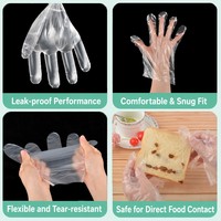 Gants jetables en PE pour barbecue et écrevisses, extra longs, imperméables, pour la restauration, gants de cuisine en plastique robustes, vente en gros
