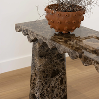 Meubles KUMUSI, table console en marbre brun foncé Wabi-Sabi, pour salon, couleur personnalisée