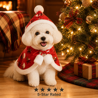 Cape à capuche pour chien Noël/Halloween, avec bordure en fausse fourrure, imprimé renne, en polaire, pour petits et moyens chiens et chats, manteau chaud d'hiver