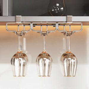 Support mural pour <span class=keywords><strong>verres</strong></span> à vin rouge, sans perforation, pour <span class=keywords><strong>verres</strong></span> à <span class=keywords><strong>pied</strong></span> haut, rangement pour armoire, usage domestique, en acier au carbone, résistant à la rouille, facile à installer - Product Image 3