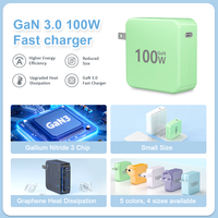Adaptateur de chargeur rapide GaN 3.0 100W Adaptateur USB C universel pour MacBook Pro Ordinateur portable iPhone Samsung Xiaomi IPad Chargeurs et adaptateurs