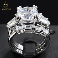 Bague de fiançailles de mariage personnalisé ovale cubique bague de fiançailles en argent 925 Moissanite bague de fiançailles pour les femmes