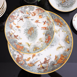 ชุดอาหารค่ำจานกระเบื้องเคลือบทองคุณภาพสูง ดีไซน์สวยงาม เป็นมิตรกับสิ่งแวดล้อม เหมาะสำหรับตกแต่งบ้านและห้องครัว - Product Image 2