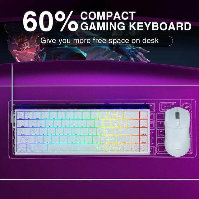 AULA Hero 68 HE 60% 87-Key Mechanical Gaming Keyboard Wired Hall Effect Magnetic Switch 8KHz Polling Rate Side Printed PBT