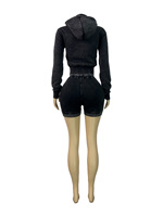 Ensemble 2 pièces en coton chaud pour femme, veste à manches longues délavée à l'acide et short, tenue Y2K assortie pour l'automne et le printemps
