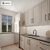 Meuble de cuisine en contreplaqué avec portes en mélamine, aménagement Shaker, dimensions personnalisées, livraison en kit et rangement coulissant