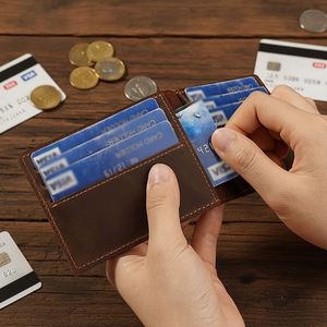 Vintage Genuine Leather Slim <b>Wallet</b> Business Card <b>Holder</b> for Men's Credit ID & Bank Cards - Product Image 5