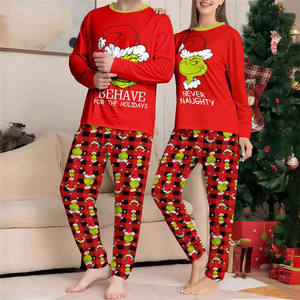 Conjunto de pijamas navideños a juego para la familia, estampado de monstruo pequeño, trajes para padres e hijos, Top + pantalones a rayas, ropa de dormir navideña - Product Image 2