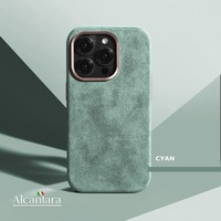 Coque de téléphone pour iPhone 16 Plus, authentique Alcantara italien, boutons métalliques entièrement recouverts, attraction magnétique, service OEM/ODM
